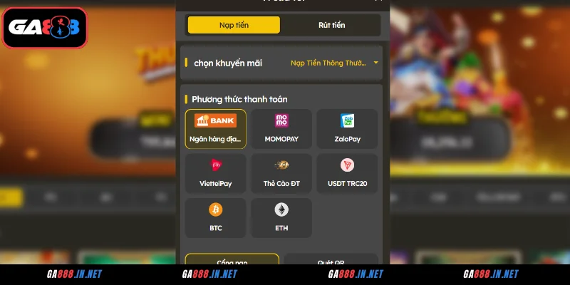 Các phương thức giao dịch GA888 cung cấp